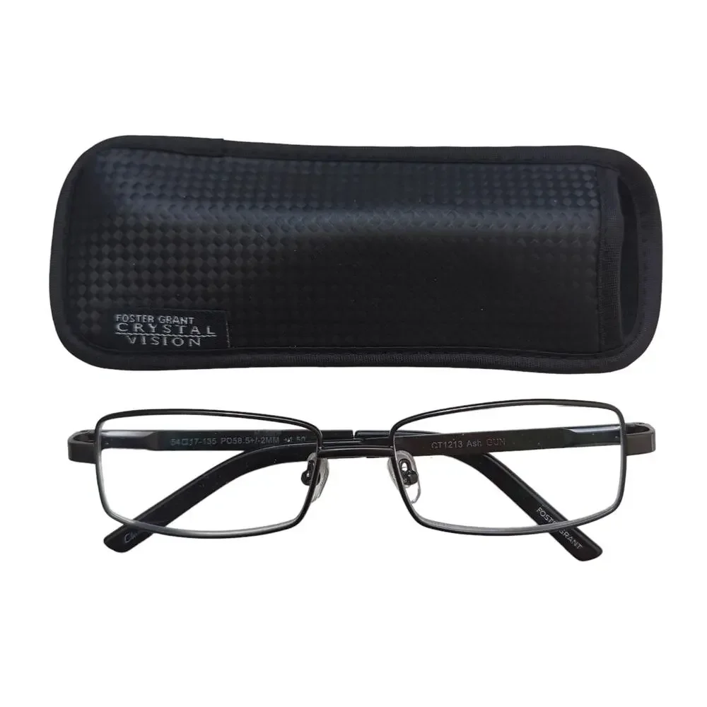 Foster Grant Reading Glasses Classy Eyeglasses Ash Gun Metal +1.50‎ PD58.5MM